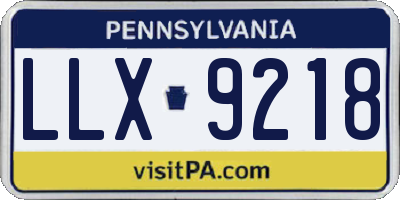 PA license plate LLX9218