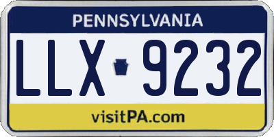 PA license plate LLX9232