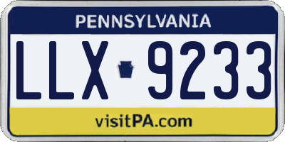 PA license plate LLX9233