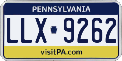 PA license plate LLX9262