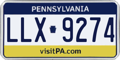 PA license plate LLX9274