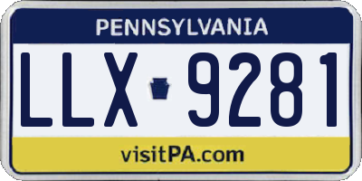PA license plate LLX9281
