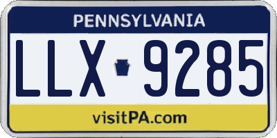 PA license plate LLX9285