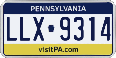 PA license plate LLX9314
