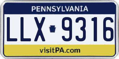 PA license plate LLX9316