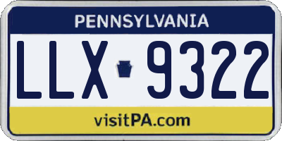 PA license plate LLX9322