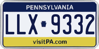 PA license plate LLX9332