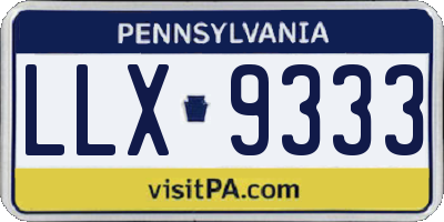 PA license plate LLX9333
