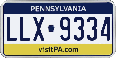 PA license plate LLX9334