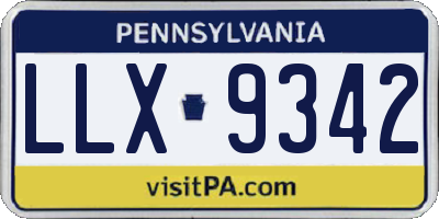 PA license plate LLX9342
