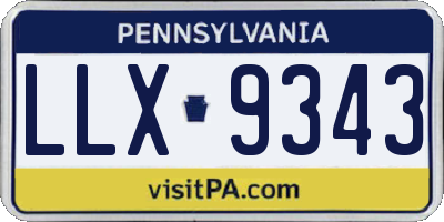 PA license plate LLX9343