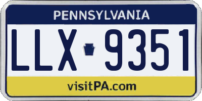 PA license plate LLX9351