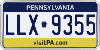 PA license plate LLX9355