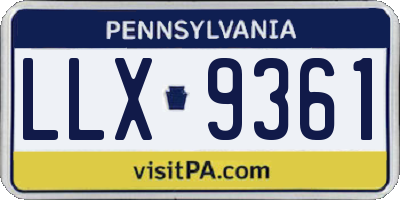 PA license plate LLX9361