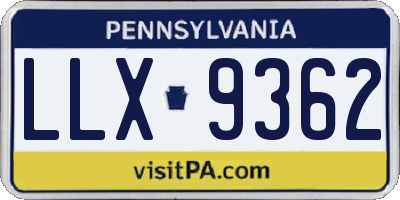 PA license plate LLX9362