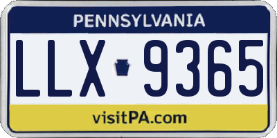 PA license plate LLX9365