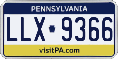 PA license plate LLX9366