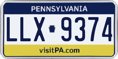 PA license plate LLX9374