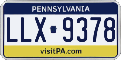PA license plate LLX9378