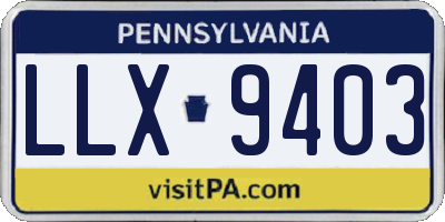 PA license plate LLX9403