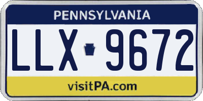 PA license plate LLX9672