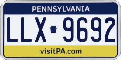 PA license plate LLX9692