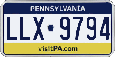 PA license plate LLX9794