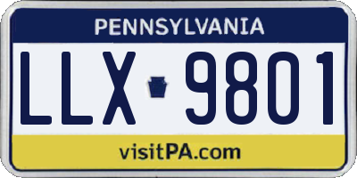 PA license plate LLX9801