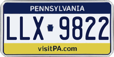 PA license plate LLX9822