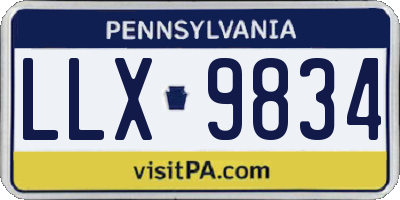PA license plate LLX9834