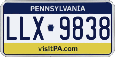 PA license plate LLX9838