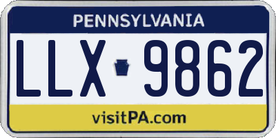 PA license plate LLX9862