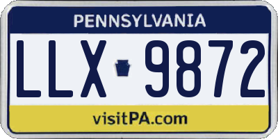 PA license plate LLX9872