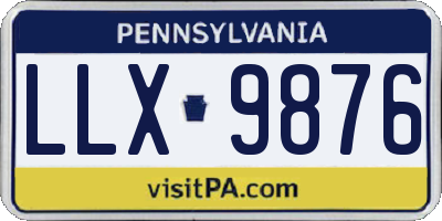 PA license plate LLX9876