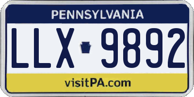 PA license plate LLX9892