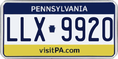 PA license plate LLX9920