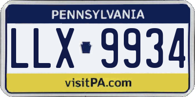 PA license plate LLX9934