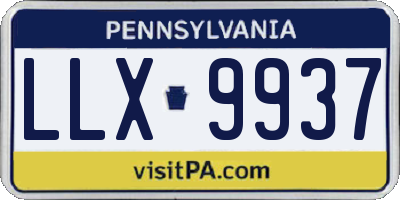 PA license plate LLX9937
