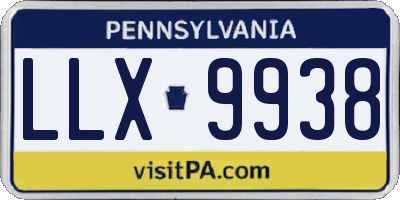 PA license plate LLX9938