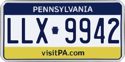 PA license plate LLX9942