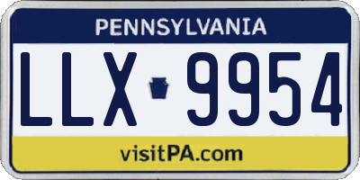 PA license plate LLX9954