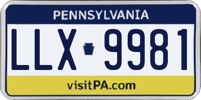 PA license plate LLX9981