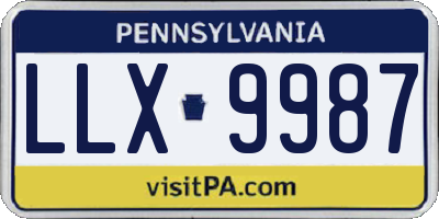 PA license plate LLX9987