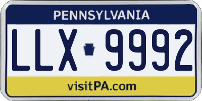 PA license plate LLX9992
