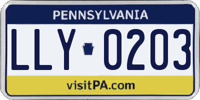 PA license plate LLY0203
