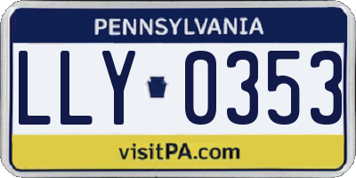 PA license plate LLY0353