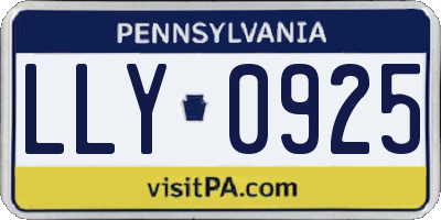 PA license plate LLY0925