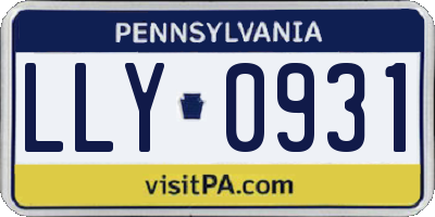 PA license plate LLY0931