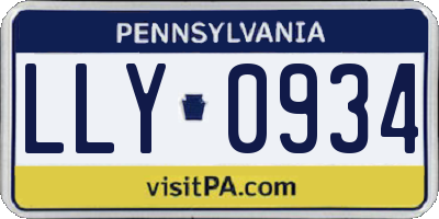 PA license plate LLY0934