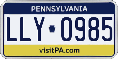 PA license plate LLY0985